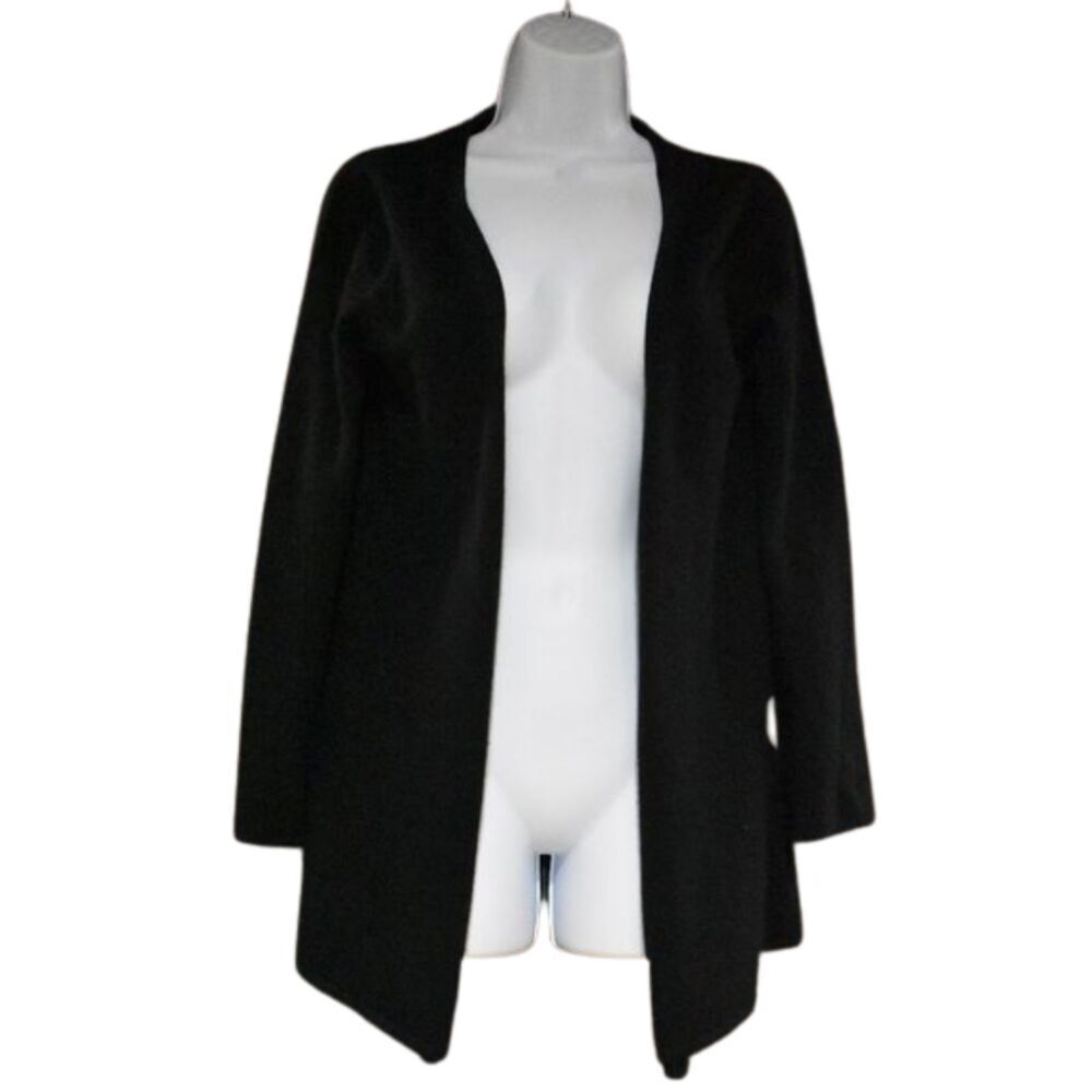 Cashmere Long Cardigan Sweater Size Small Black Open Front